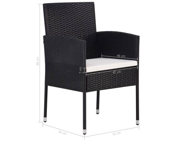 Set mobilier de grădină, 7 piese, negru, poliratan, 11 image