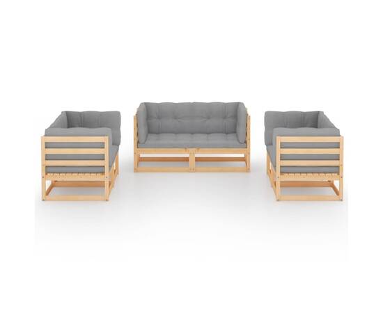 Set mobilier de grădină cu perne, 6 piese, lemn masiv de pin, 3 image