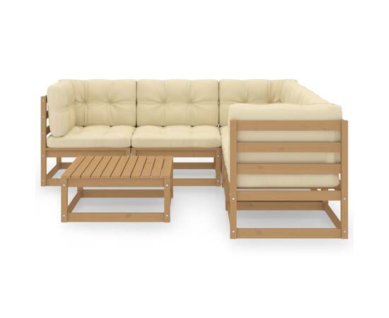 Set mobilier de grădină cu perne, 6 piese, lemn masiv pin, 3 image