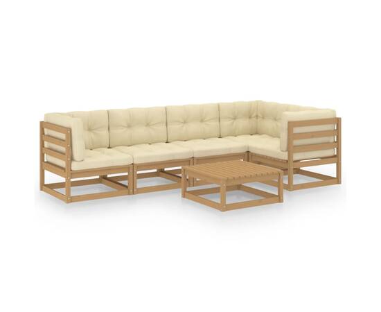 Set mobilier de grădină cu perne, 6 piese, lemn masiv pin, 2 image