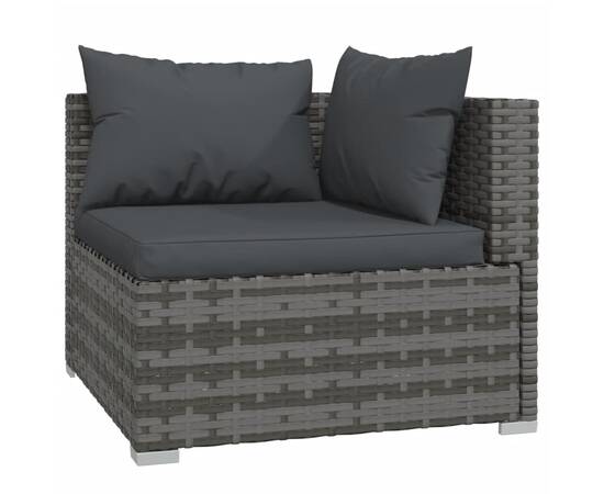 Set mobilier de grădină cu perne, 7 piese, gri, poliratan, 4 image