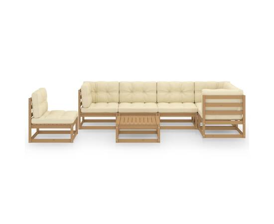 Set mobilier de grădină cu perne, 7 piese, lemn masiv pin, 3 image
