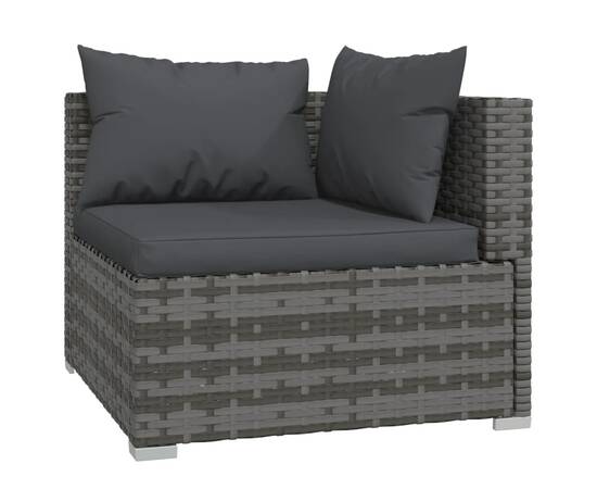 Set mobilier de grădină cu perne, 8 piese, gri, poliratan, 5 image