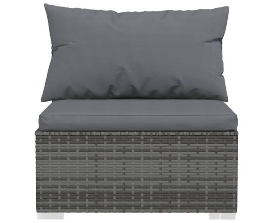 Set mobilier de grădină cu perne, 8 piese, gri, poliratan, 4 image