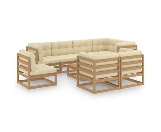 Set mobilier de grădină cu perne, 9 piese, lemn masiv pin, 2 image