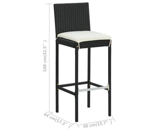 Set mobilier bar de grădină cu perne, 5 piese, negru, poliratan, 9 image