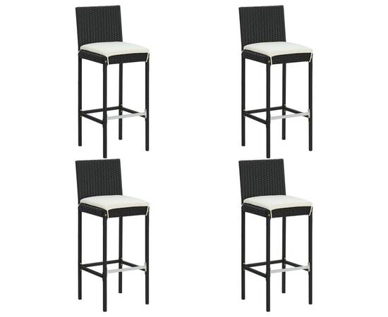 Set mobilier bar de grădină cu perne, 5 piese, negru, 8 image