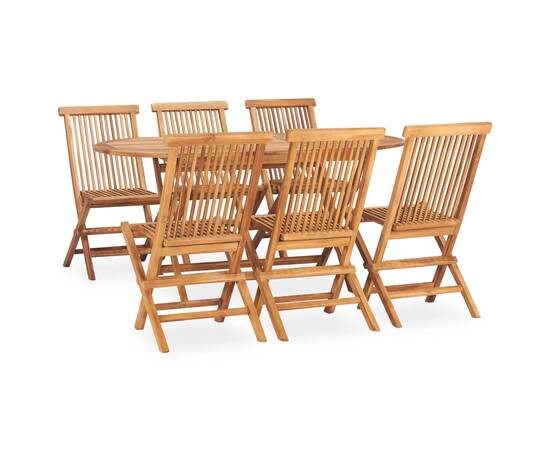 Set mobilier de exterior pliabil, 7 piese, lemn masiv de tec