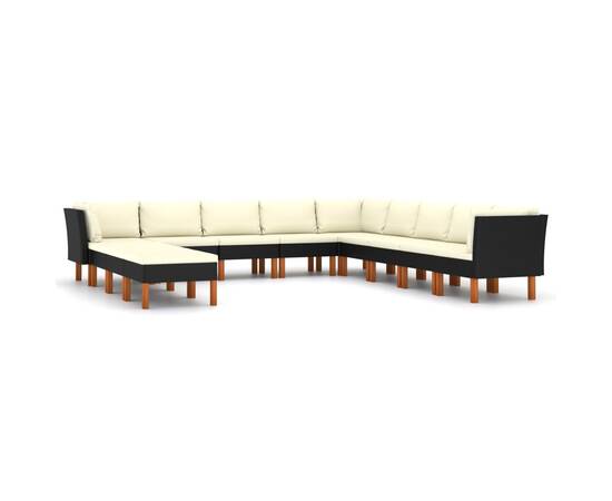 Set mobilier de grădină cu perne, 12 piese, negru, poliratan, 2 image