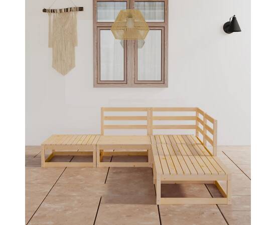 Set mobilier de grădină, 5 piese, lemn masiv de pin