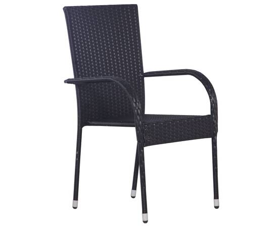 Set mobilier de grădină,negru, 9 piese, 3 image