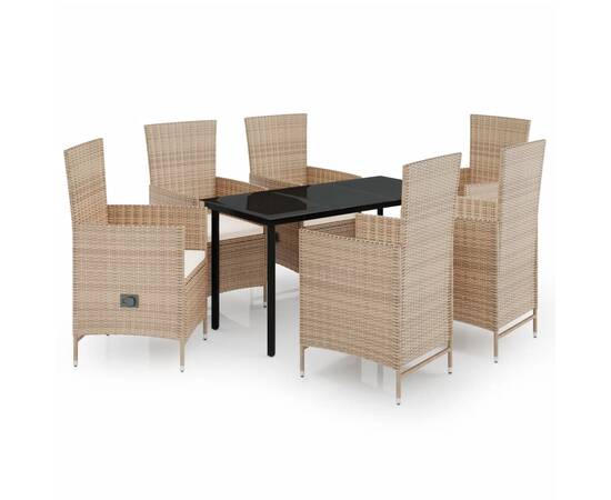 Set mobilier pentru grădină, cu perne, 7 piese, bej, 2 image