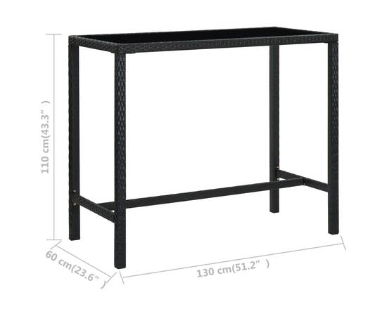 Set mobilier bar de grădină cu perne, 9 piese, negru, poliratan, 11 image