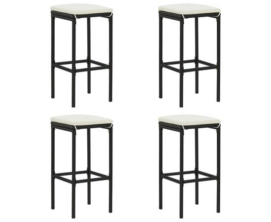 Set mobilier bar de grădină cu perne, 9 piese, negru, poliratan, 6 image