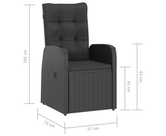 Set mobilier de exterior cu perne, 11 piese, negru, poliratan, 9 image