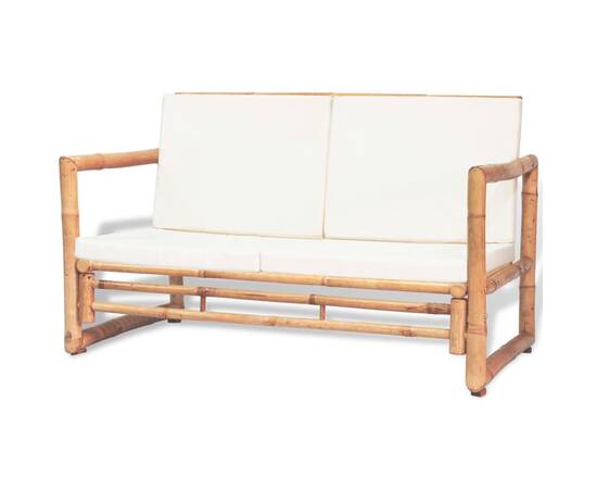 Set mobilier de grădină cu perne, 4 piese, bambus, 3 image
