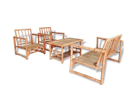 Set mobilier de grădină cu perne, 4 piese, bambus, 2 image