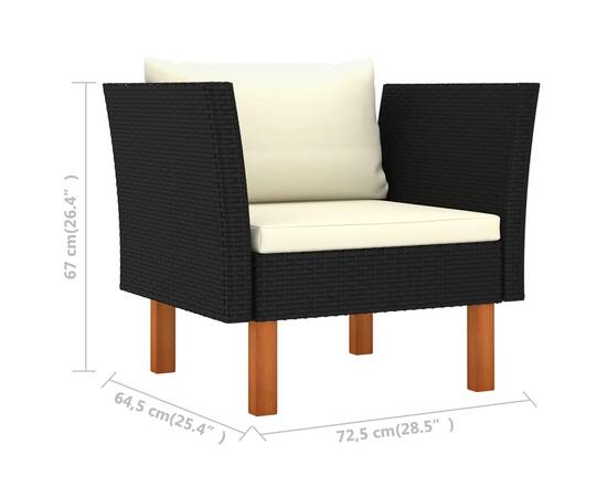 Set mobilier grădină 8 piese negru poliratan/lemn de eucalipt, 10 image