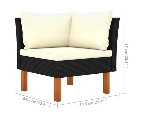 Set mobilier grădină 8 piese negru poliratan/lemn de eucalipt, 7 image