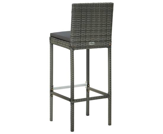 Set mobilier bar de grădină cu perne, 5 piese, gri, poliratan, 7 image