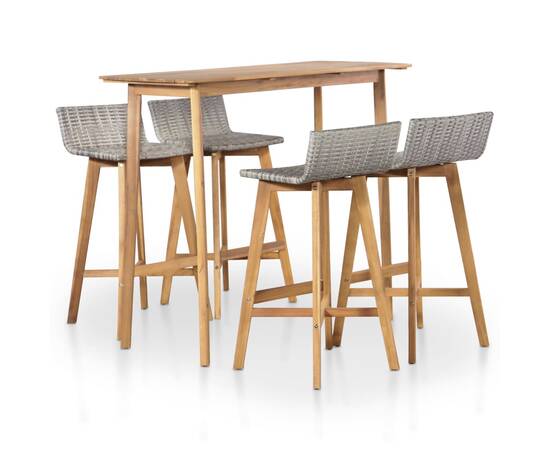 Set mobilier de exterior, 5 piese, lemn masiv de acacia