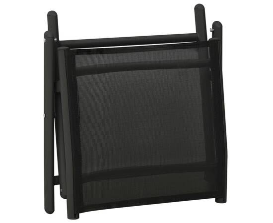 Set mobilier de grădină, 3 piese, negru, textilenă și aluminiu, 10 image