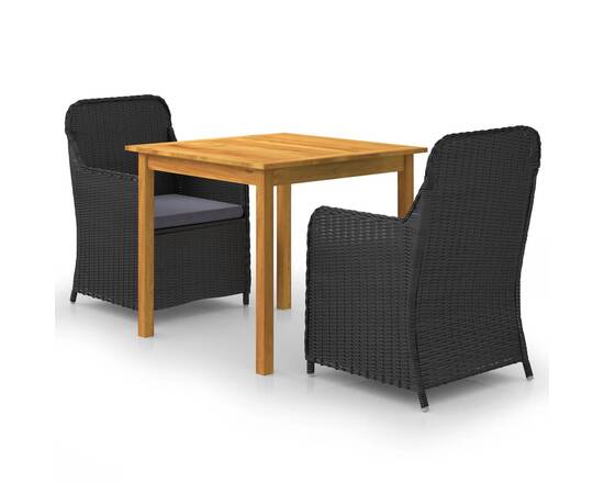 Set mobilier de grădină, 3 piese, negru