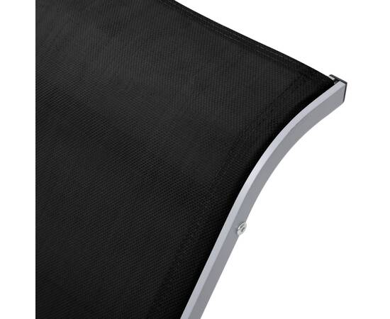 Șezlong, negru, textilenă și aluminiu, 6 image