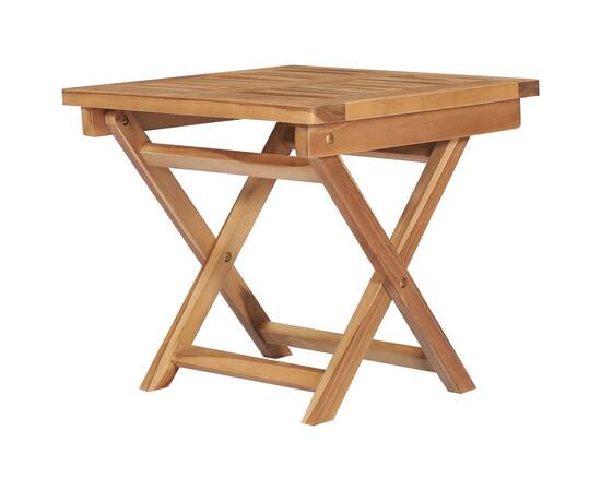 Șezlong de soare pliabil cu masă, lemn masiv de tec, 8 image