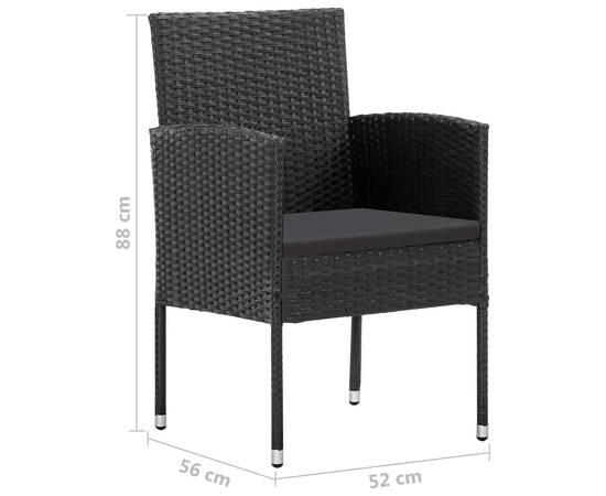 Set de masă pentru grădină, 3 piese, negru, 8 image