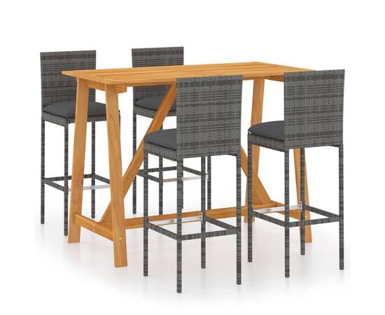 Set mobilier de bar de grădină cu perne , 5 piese , gri, 2 image