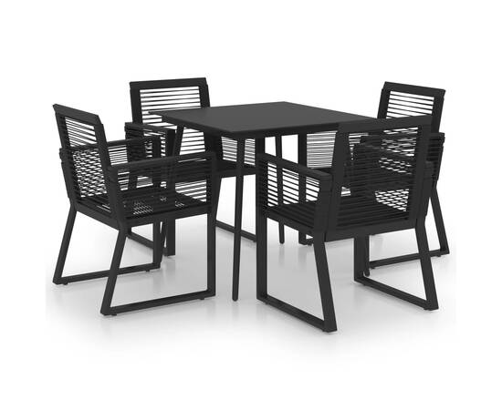 Set mobilier de exterior, 5 piese, negru, ratan pvc, 2 image