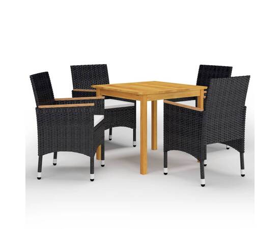 Set mobilier de grădină, 5 piese, negru