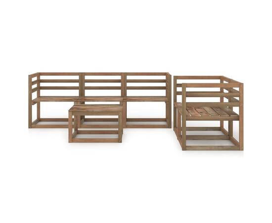 Set mobilier de grădină, 6 piese, maro, lemn de pin tratat, 2 image