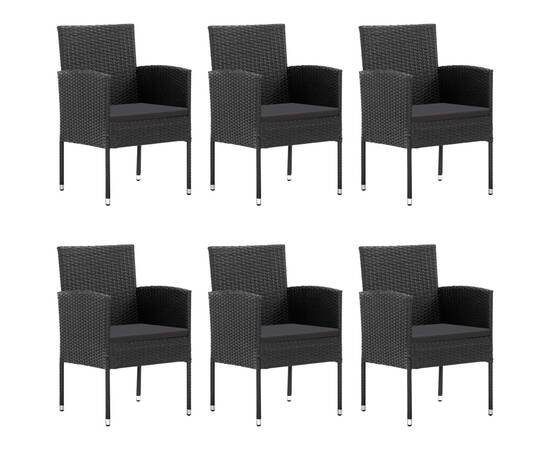 Set mobilier de grădină, 7 piese, negru, 4 image