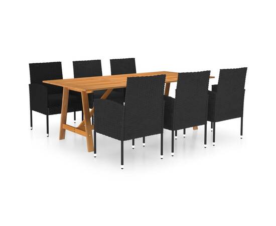 Set mobilier de grădină, 7 piese, negru