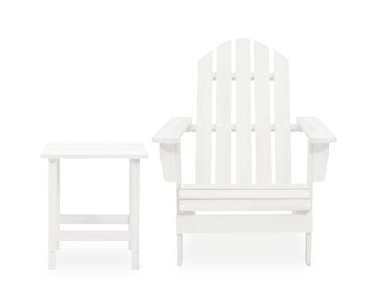 Scaun de grădină adirondack cu masă, alb, lemn masiv de brad, 2 image