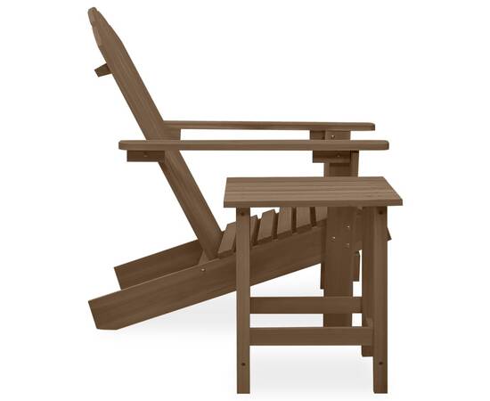 Scaun de grădină adirondack cu masă, maro, lemn masiv de brad, 3 image
