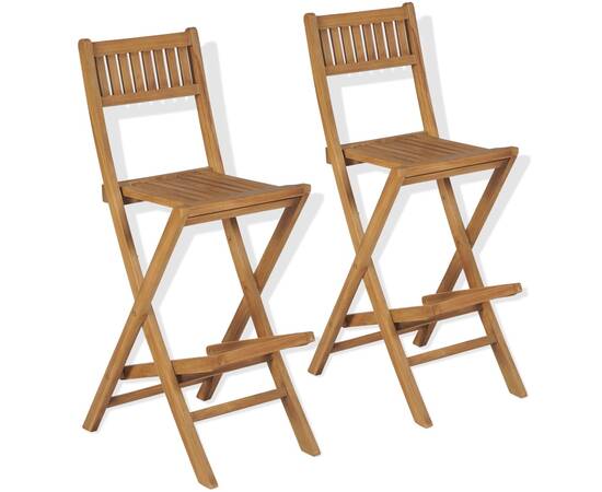 Set de bar cu scaune pliabile, 3 piese, lemn masiv de tec, 8 image