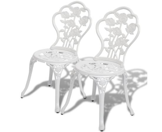 Set mobilier bistro, 3 piese, alb, aluminiu turnat, 4 image