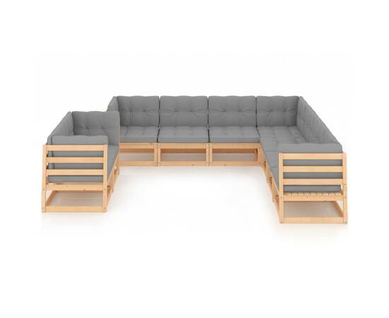 Set mobilier de grădină, 9 piese, cu perne, lemn masiv de pin, 2 image