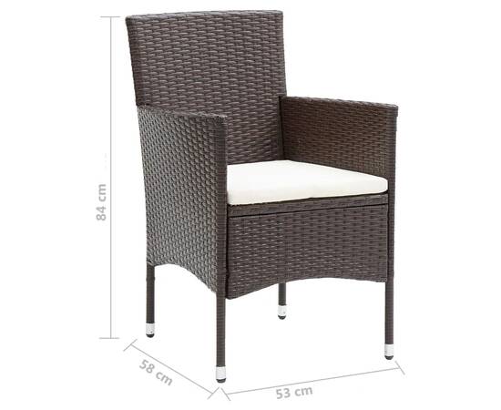 Set mobilier de grădină cu perne, 3 piese, maro, poliratan, 11 image