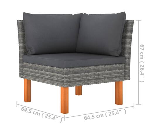 Set mobilier de grădină cu perne, 8 piese, gri, poliratan, 8 image