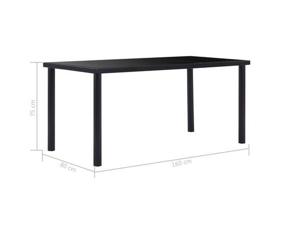 Masă de bucătărie, negru, 160 x 80 x 75 cm, sticlă securizată, 5 image