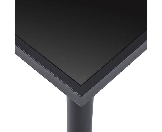 Masă de bucătărie, negru, 160 x 80 x 75 cm, sticlă securizată, 4 image