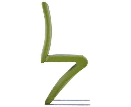 Scaune de bucătărie în zigzag, 2 buc., verde, piele ecologică, 4 image