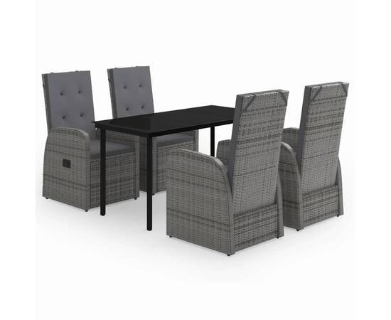 Set de mobilier pentru grădină, cu perne, 5 piese, gri, 2 image