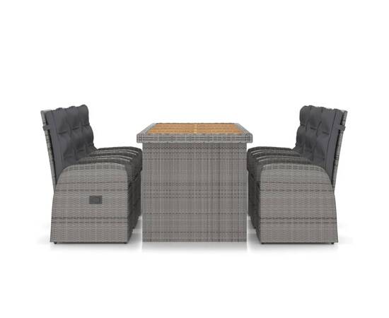 Set mobilier de exterior cu perne, 7 piese, gri, poliratan, 3 image