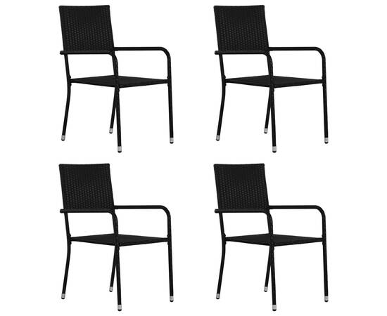 Set mobilier de grădină, 5 piese, negru, poliratan, 2 image