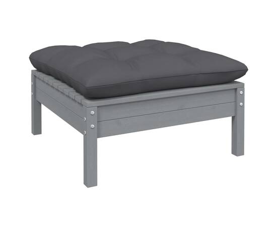 Set mobilier de grădină cu perne, 13 piese, gri, lemn de pin, 5 image